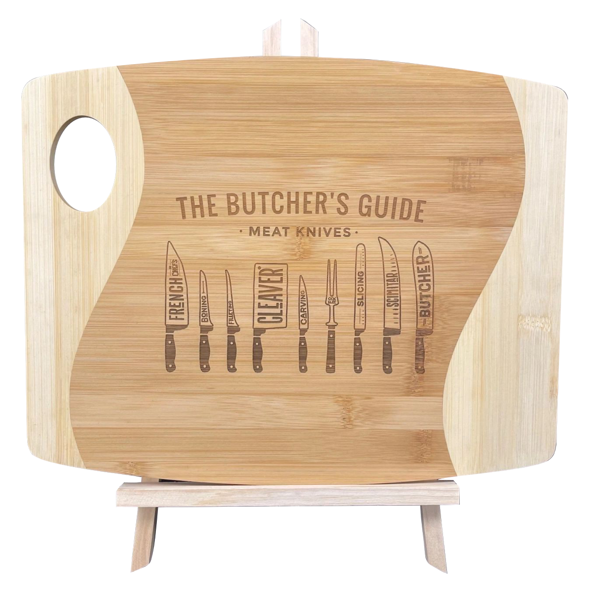 Small Bamboo Two Tone Cutting Board With Handle