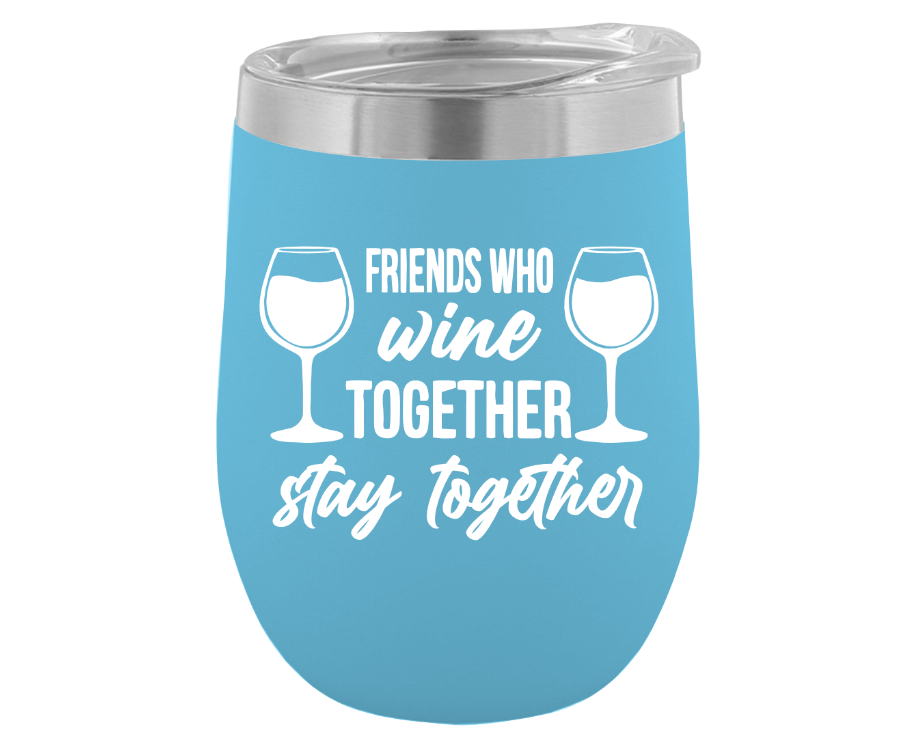 12 oz. Stemless Wine Glass With Design (Available in 16 Colors!)