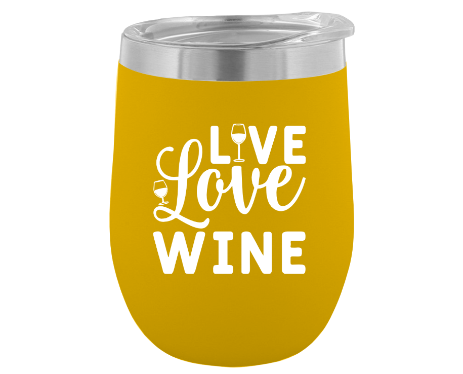 12 oz. Stemless Wine Glass With Design (Available in 16 Colors!)