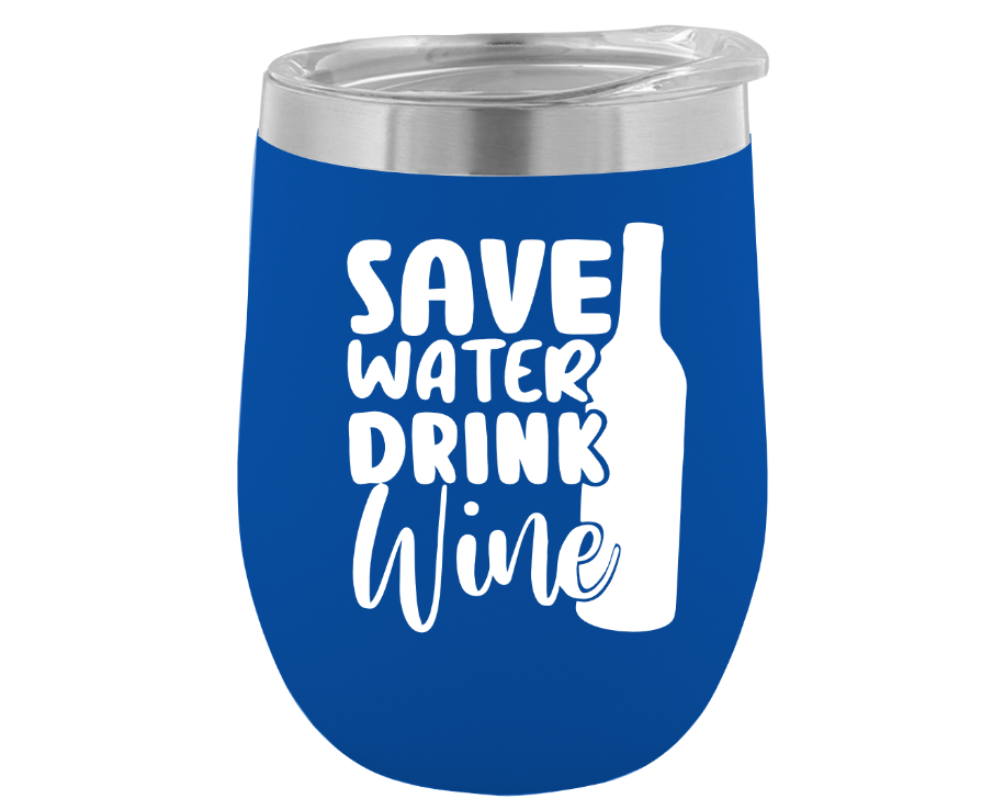 12 oz. Stemless Wine Glass With Design (Available in 16 Colors!)