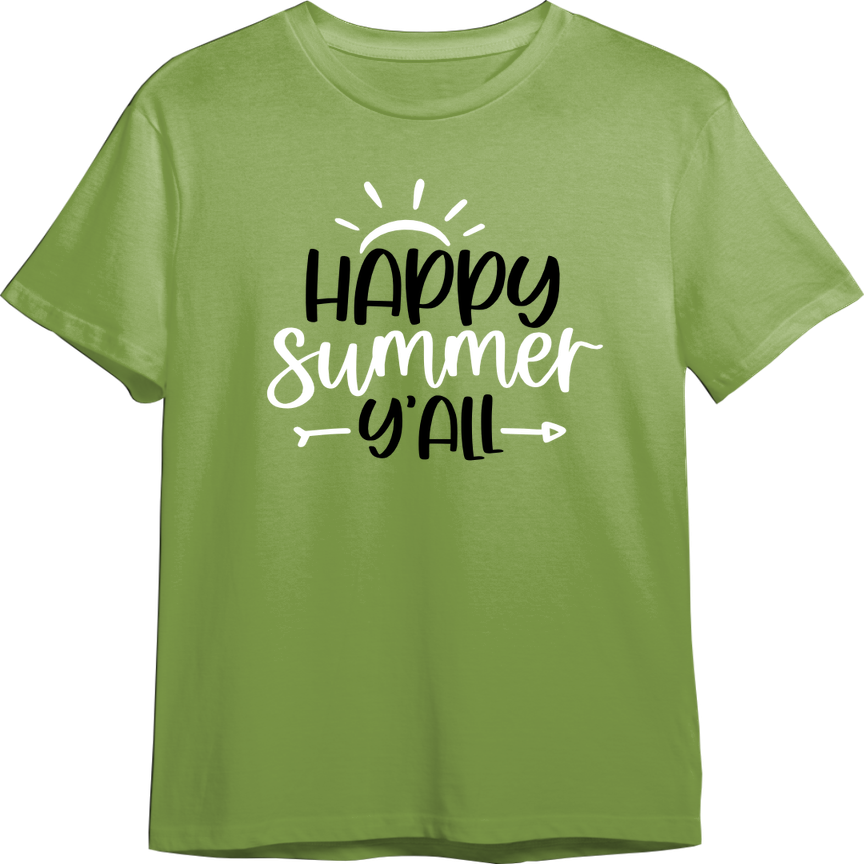 Happy Summer Yall Tshirt CUSTOMIZABLE TShirt (Available in 54 Colors!)