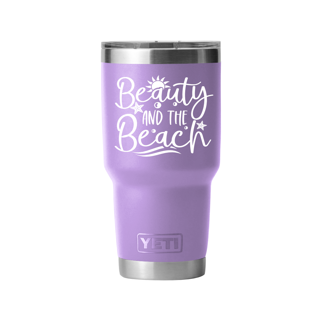 30 oz Tumbler with Beach Design (Available in 16 Colors!)