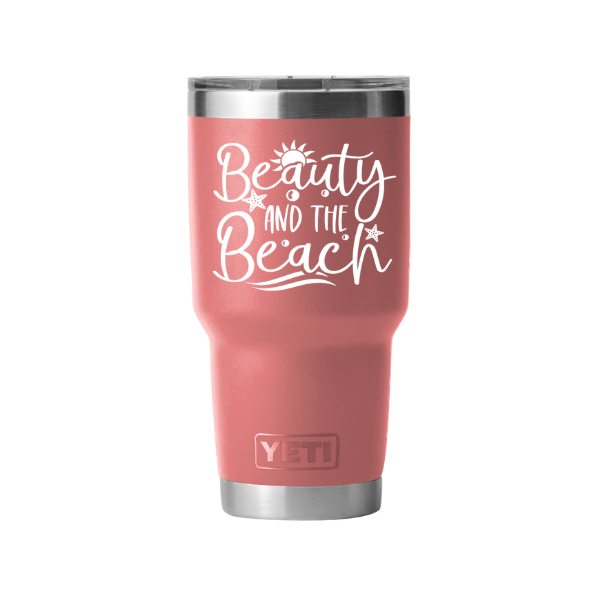 30 oz Tumbler with Beach Design (Available in 16 Colors!)