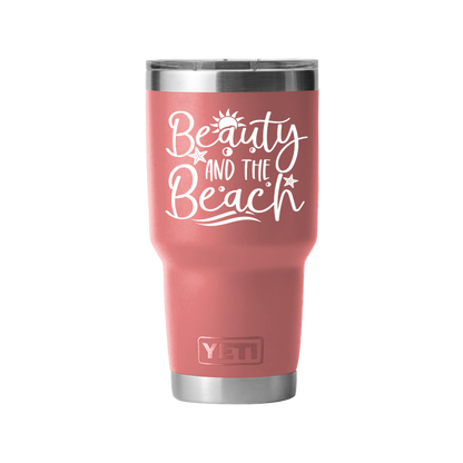 30 oz Tumbler with Beach Design (Available in 16 Colors!)